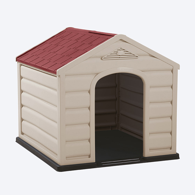 RIMAX SMALL DOG HOUSE BEIGE W/RED ROOF 27"x24"x23"