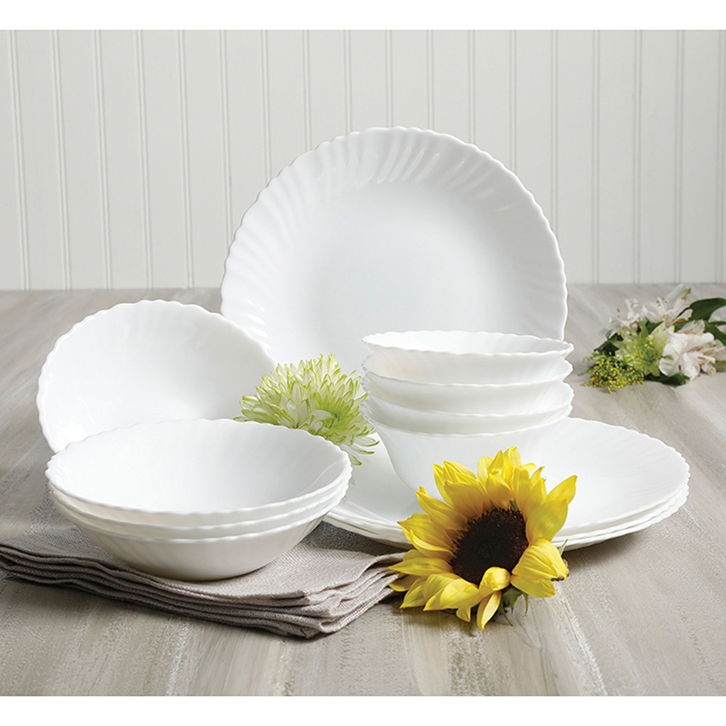 GIBSON RADLEY 12PC DOUBLE BOWL DINNERWARE SET WHITE