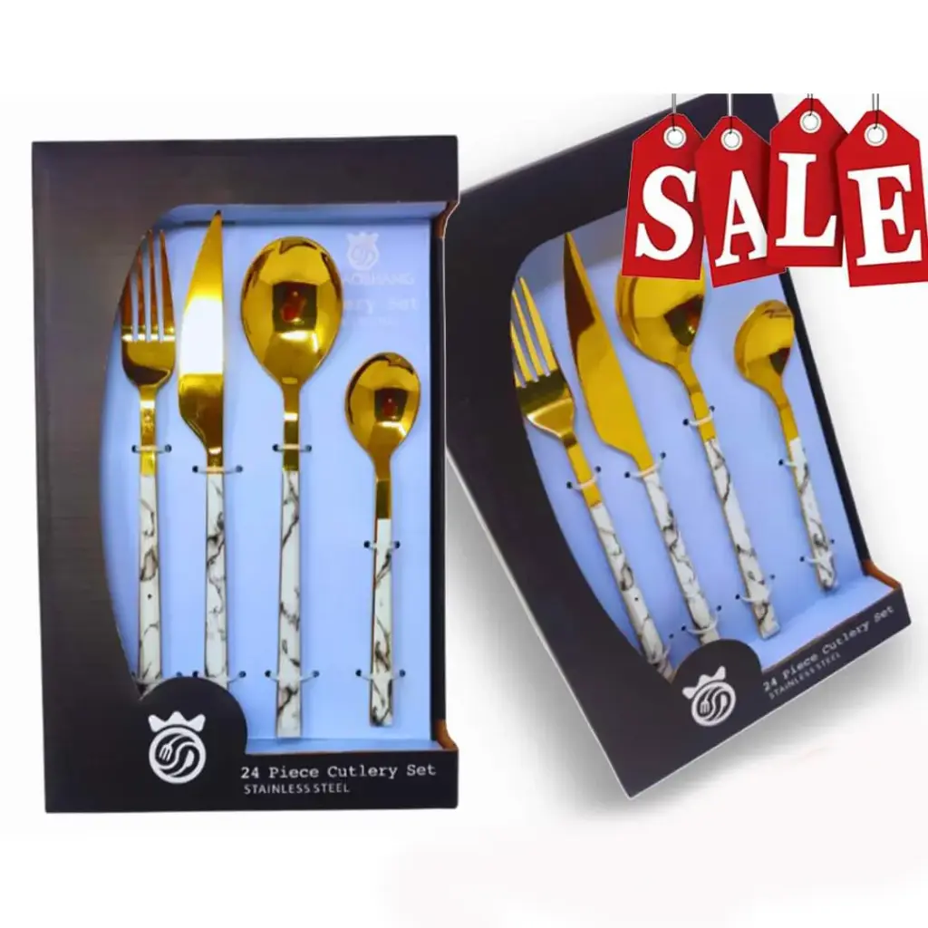 24Pc Gold Cutlery Set
