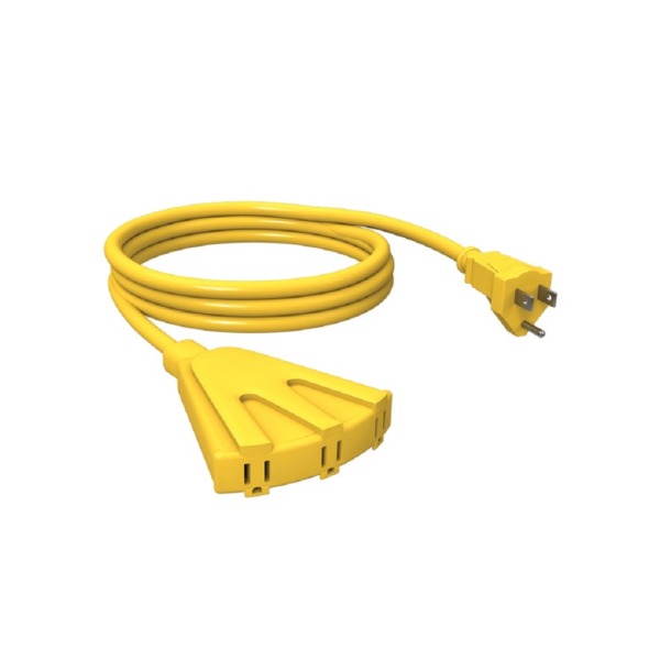 Extension Cord Outdoor 3 plug Yellow 50 ft
