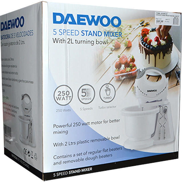 DAEWOO HAND MIXER W-BOWL WHITE 250W