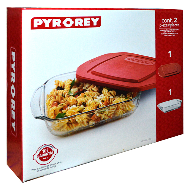 PYROREY SQUARE DISH W LID (B300)