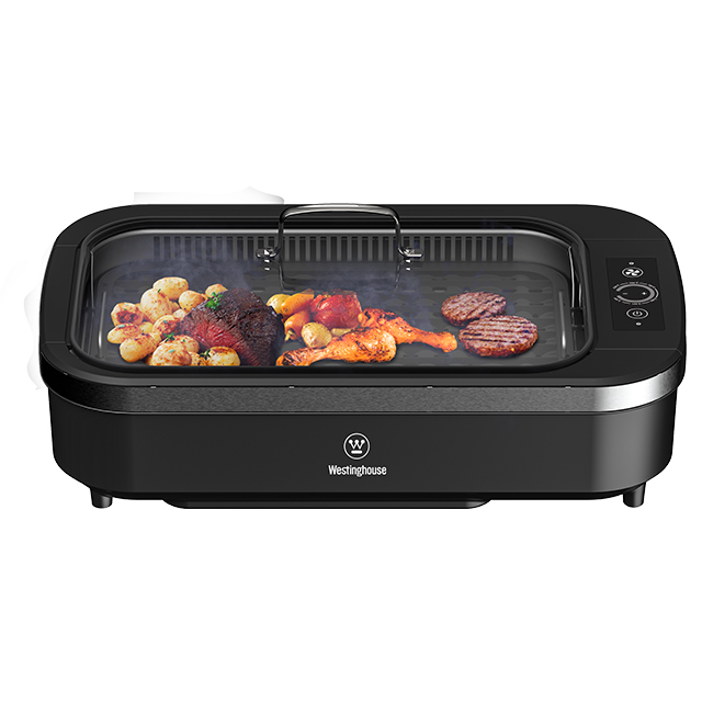 WESTINGHOUSE SMOKELESS NONSTICK INDOOR GRILL W GLASS LID