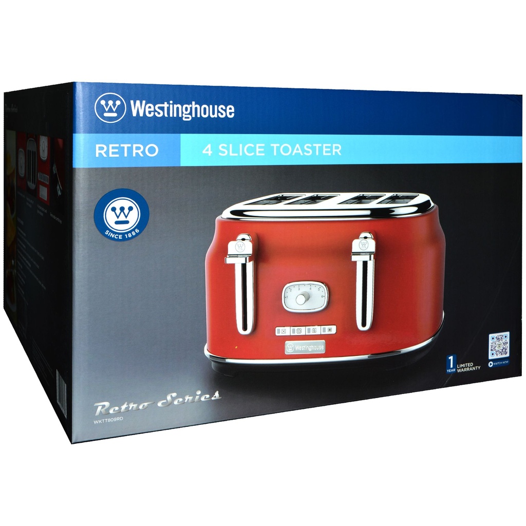 WESTINGHOUSE RETRO 4 SLICE TOASTER RED