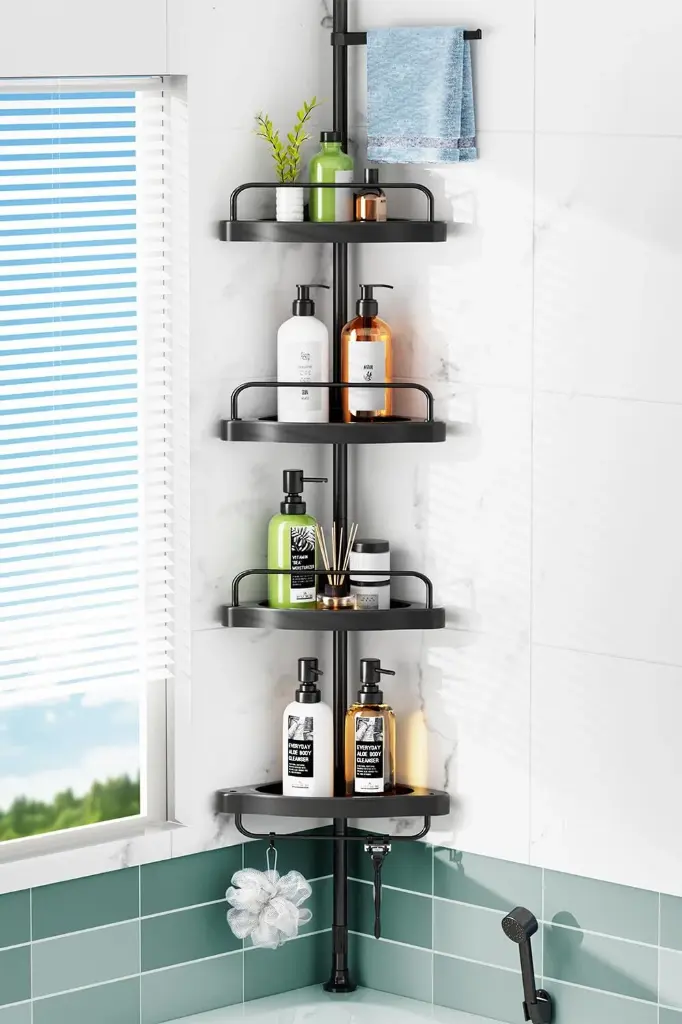 HEAVY DUTY METAL CORNER SHOWER CADDY 4 TIER