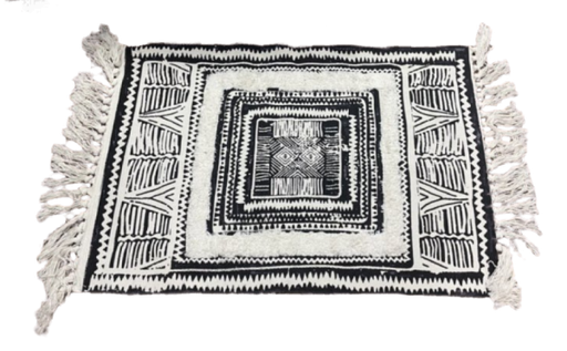 [110380] Mat Fringed black 60x90