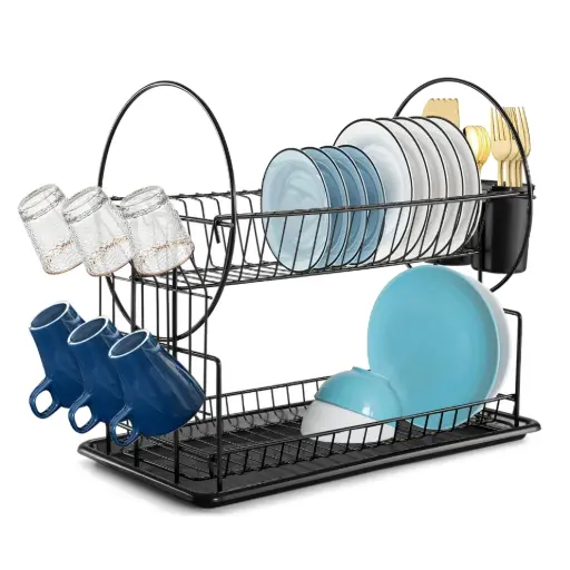 [254063] Two Tier Metal Dish Rack