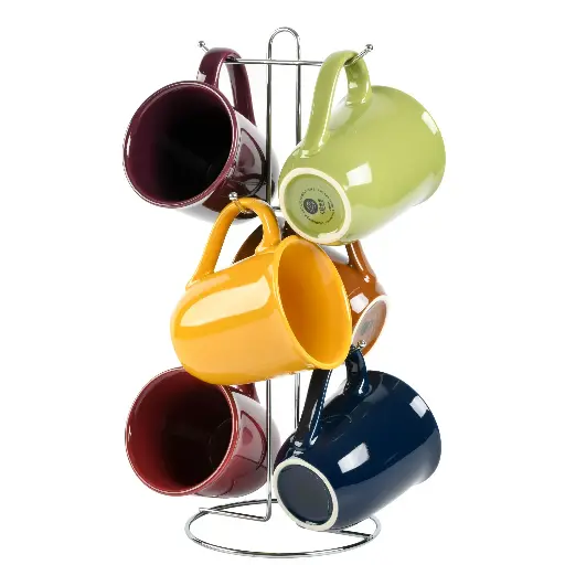 [085081148896] GIBSON CAFE AMARETTO 7PC MUG SET, 6 ASST COLORS