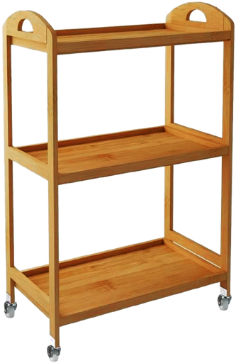 [254096] BAMBOO KITCHEN CART WITH WHEEL 3 LAYER