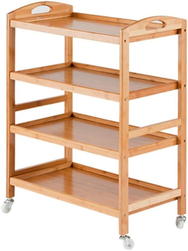 [254097] BAMBOO KITCHEN CART WITH WHEEL 4 LAYER